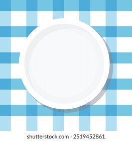 white empty plate on blue the tablecloth vector design illustration