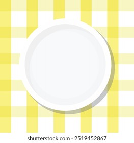 white empty plate on yellow the tablecloth vector design illustration