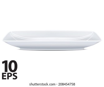 White empty plate. Vector illustration