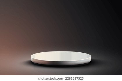 Podio blanco vacío sobre fondo negro. Ilustración del vector