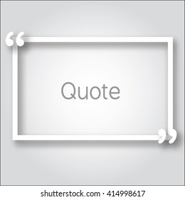 White empty quote bubble paper frame template. Vector square frame with shadow. Place for your text and design
