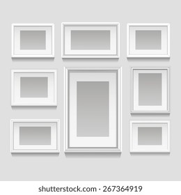 White empty realistic art picture frames set isolated vector illustration