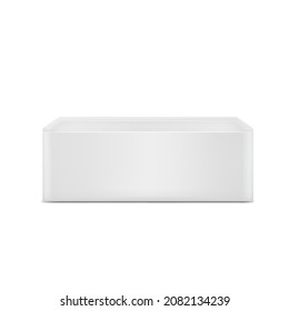White empty rectangular bathtub isolated on white background, element for bathroom design.