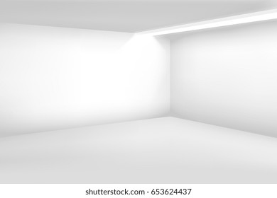 White empty room. 3d modern blank interior. Vector home background. House room blank, illustration of interior empty white studio room