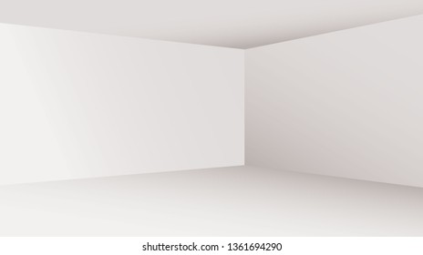 White empty room concept, vector illustration. Perspective floor, celling and walls with corners, minimal blank inside interior.