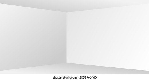 White empty room concept, vector illustration. Perspective floor, celling and walls with corners, minimal blank inside interior.