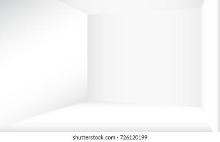 White empty room concept, vector illustration. Perspective floor, celling and walls with corners, blank inside interior.