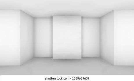 White empty room with a ledge in the middle of the wall. Mock up for business projects and presentations with space for text