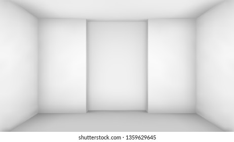 White empty room with a niche in the middle of the wall. Mock up for business projects and presentations