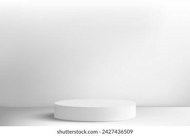 White empty round podium ,advertising display of items.