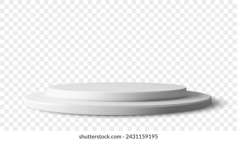 White empty round podium on a transparent background.