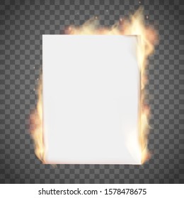 White empty sheet of paper on fire. Isolated on a transparent background. Vector template - Powered by Shutterstock - Get 15% off with code: PIKWIZARD15