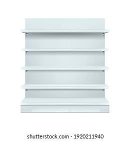 White Empty Shelf Store Mockup. Vector Illustration Design.