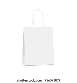 White empty shopping paper bag. Vector mockup for design.Graphic illustration isolated on white background
