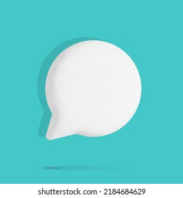 White empty space round shape speech bubble 3d vector concept design.  New message notification, chatting box, speak, talk, conversation concept art. Isolated on blue background.