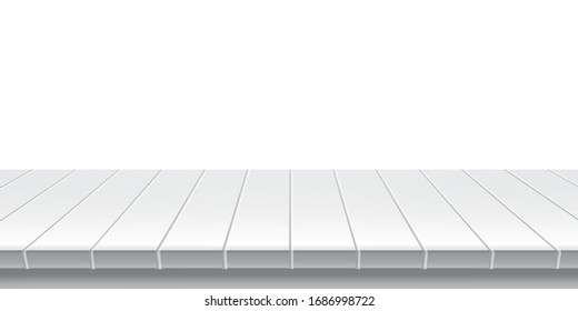 White empty square table.realistic  table, 3d. Element for your design, advertising.vector illustration.