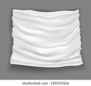 White emty flag. 3d realistic flag illustration.