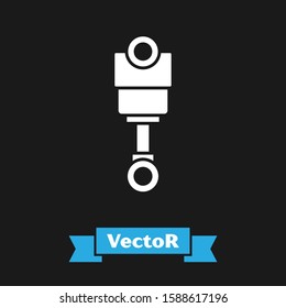 White Engine piston icon isolated on black background. Car engine piston sign.  Vector Illustration