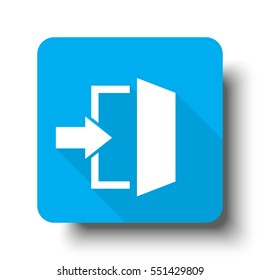 White Enter Icon On Blue Web Button