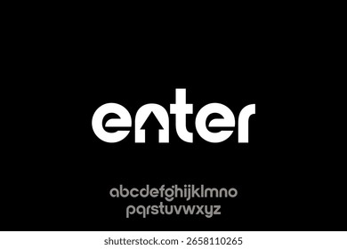 Branco Insira o logotipo em um fundo preto com um alfabeto branco sutil definido abaixo do logotipo. Esta imagem é moderna e ousada, perfeita para tecnologia, design e materiais publicitários.