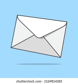 White Envelope Cartoon Vector Illustration. Closed Envelope Mail Flat Icon Outline