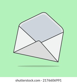White Envelope Cartoon Vector Illustration. Opened Envelope Mail Flat Icon Outline