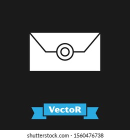 White Envelope with christmas party invitation card icon isolated on black background. Merry Christmas and Happy New Year.  Vector Illustration