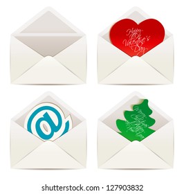 White envelope. The concept of Valentine's Day and Christmas. Vector illustration eps 10. White background