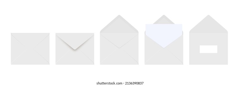 White Envelope Front And Back On White Background. Letter Top View. Vector Illustration