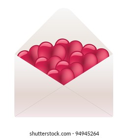 White envelope full of hearts