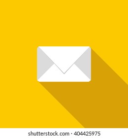 White envelope icon, flat style 