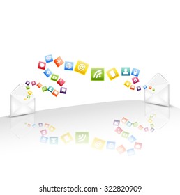 white envelope with icon of illustration
