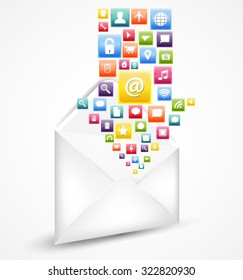 white envelope with icon of illustration
