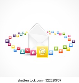 white envelope with icon of illustration
