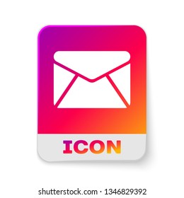 White Envelope icon isolated on white background. Email message letter symbol. Rectangle color button. Vector Illustration
