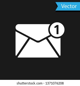 White Envelope icon isolated on black background. Received message concept. New, email incoming message, sms. Mail delivery service. Vector Illustration