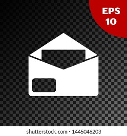 White Envelope icon isolated on transparent dark background. Email message letter symbol.  Vector Illustration