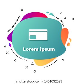 White Envelope icon isolated on white background. Email message letter symbol. Abstract banner with liquid shapes. Vector Illustration
