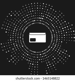 White Envelope icon isolated on grey background. Email message letter symbol. Abstract circle random dots. Vector Illustration