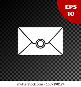 White Envelope icon isolated on transparent dark background. Email message letter symbol.  Vector Illustration