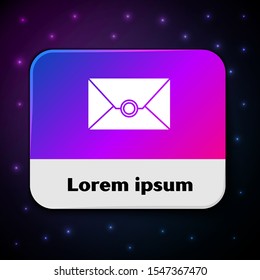 White Envelope icon isolated on black background. Email message letter symbol. Rectangle color button. Vector Illustration