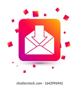Weiße Umschlagsymbol einzeln auf weißem Hintergrund. Konzept der empfangenen Nachricht. Neu, E-Mail eingehende Nachricht, sms. Postzustellung Knopf für quadratische Farbe. Vektorillustration-Illustration