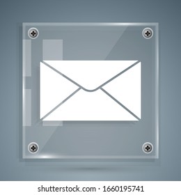 White Envelope icon isolated on grey background. Email message letter symbol. Square glass panels. Vector Illustration