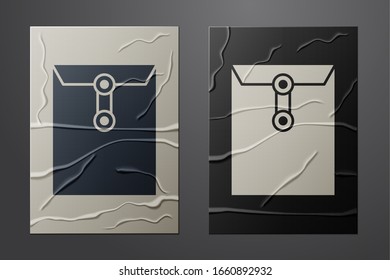Weiße Umschlagsymbol einzeln auf zerbrochenem Papierhintergrund. E-Mail-Nachrichtenbriefsymbol. Kunststil aus Papier. Vektorillustration-Illustration