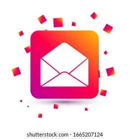 Weiße Umschlagsymbol einzeln auf weißem Hintergrund. E-Mail-Nachrichtenbriefsymbol. Knopf für quadratische Farbe. Vektorillustration-Illustration