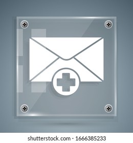 White Envelope icon isolated on grey background. Received message concept. New, email incoming message, sms. Mail delivery service. Square glass panels. Vector Illustration