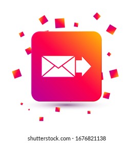 White Envelope icon isolated on white background. Email message letter symbol. Square color button. Vector Illustration