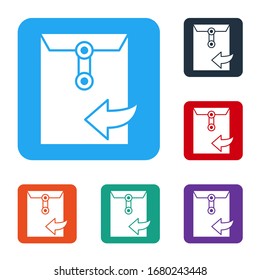 White Envelope icon isolated on white background. Received message concept. New, email incoming message, sms. Mail delivery service. Set icons in color square buttons. Vector Illustration