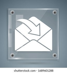 White Envelope icon isolated on grey background. Received message concept. New, email incoming message, sms. Mail delivery service. Square glass panels. Vector Illustration