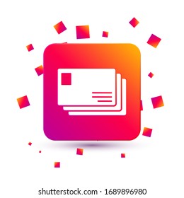 White Envelope icon isolated on white background. Email message letter symbol. Square color button. Vector Illustration